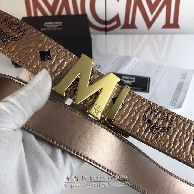 MCM皮帶 原單 MCMClaus雙面腰帶 M字搭扣 mcm女腰帶   mdmc1369